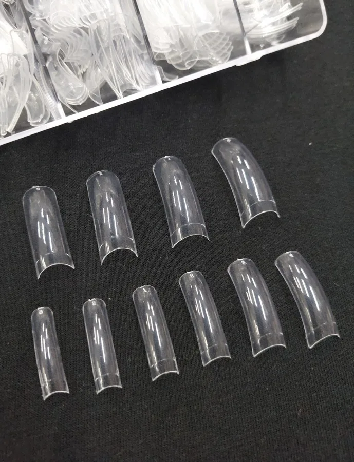 124C069D-18B6-45F2-AF3F-30C1045DA372.jpg Tips Recto cuadrados 100 uni clear con sonrisa - Imagen 1