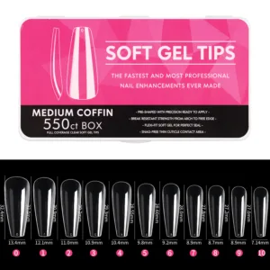 Tips medium coffin 550 unidades Soft Gel