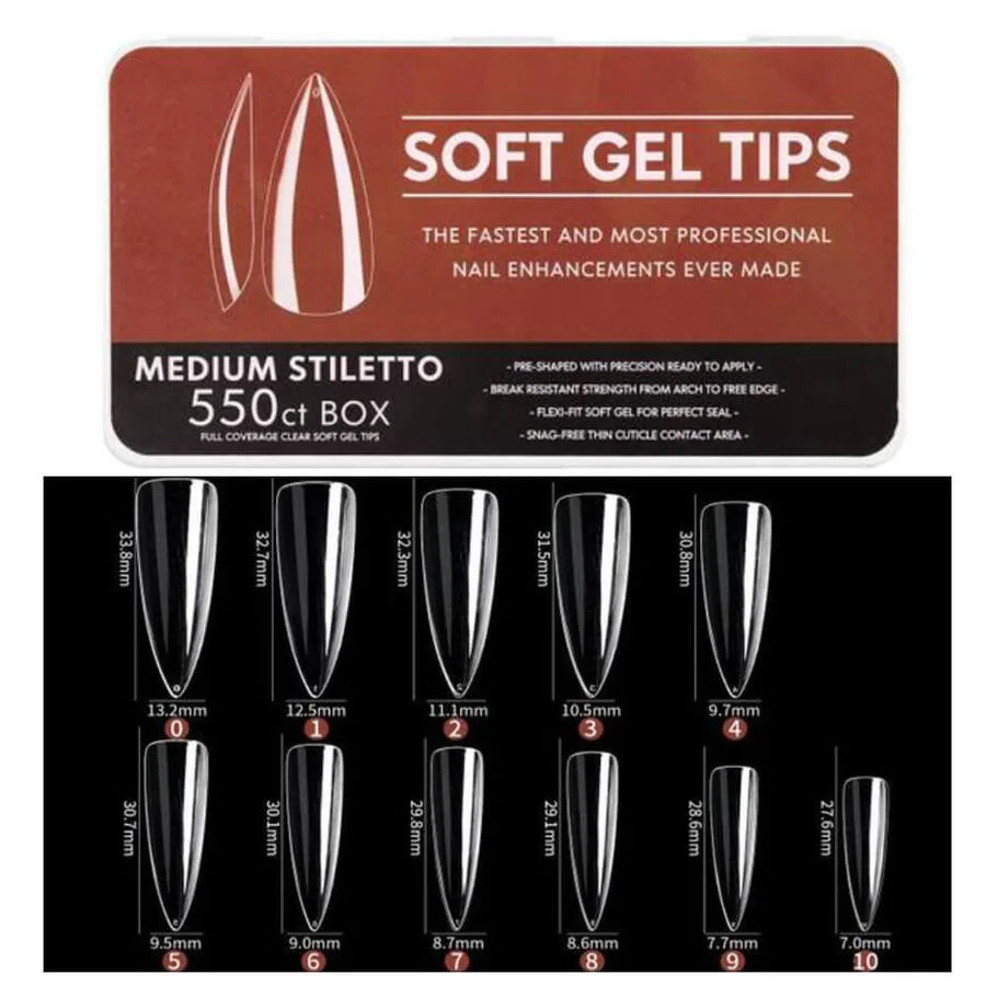 4143E370-5F85-4990-99F3-75CEA0BB9AE8.jpg Tips medium stiletto 550 unidades soft gel flexibles - Imagen 1