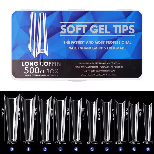 460010FF-1684-4C89-A75A-EFD516B6F155-2.jpg Tips long coffin 500 unidades con sonrisa flexibles - Imagen 1