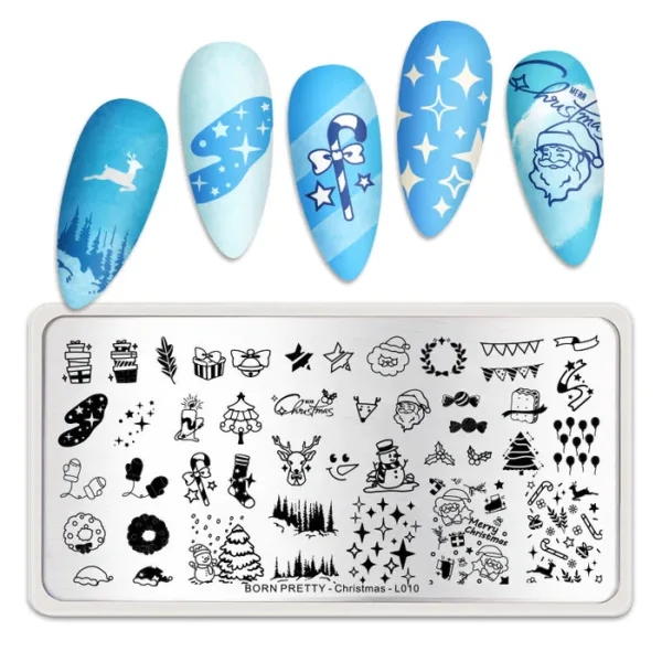 Placa de stamping Christmas L010 Born Pretty - Imagen 2