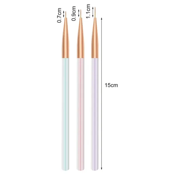 Pinceles liner 3 unidades color pastel - Imagen 2