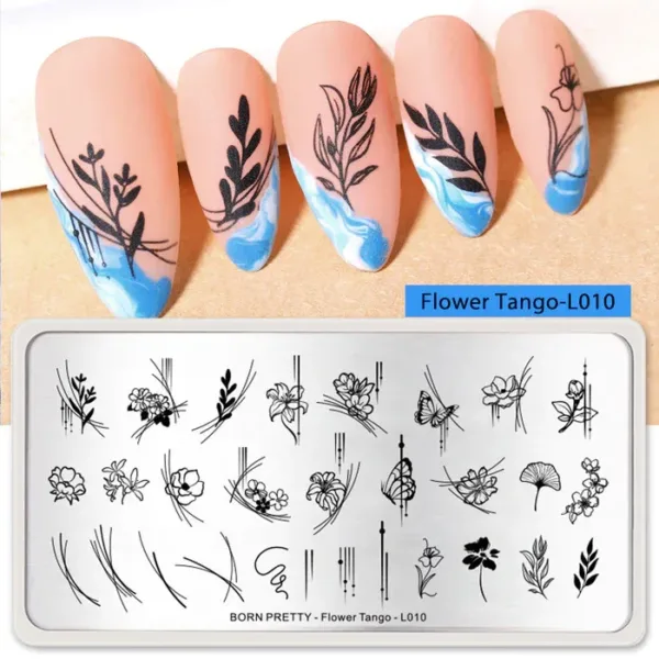 Placa de stamping Flower Tango L010 Born Pretty - Imagen 2