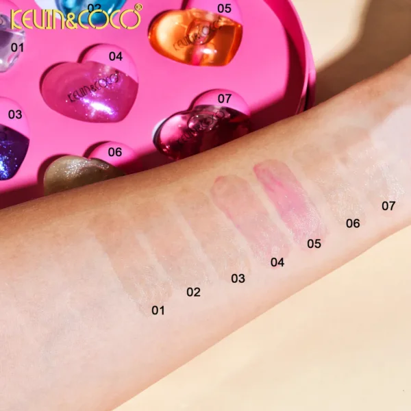 Caja de 7 mini labial gloss corazón - Imagen 3