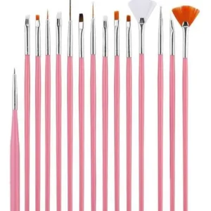 Set 15 pinceles diseños rosa