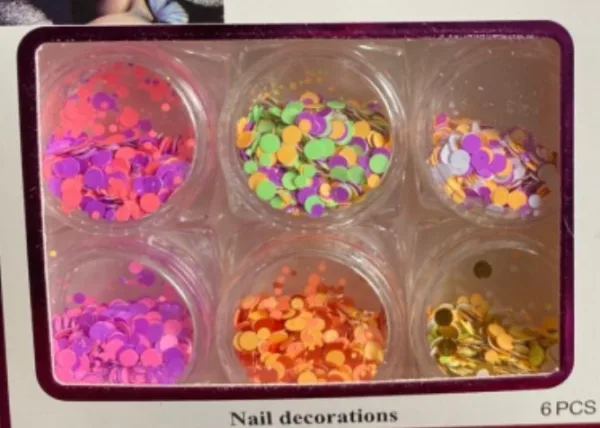 Pack 6 Glitter Lunares Helen Color Para Decoración De Uñas - Imagen 2