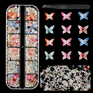 Set organizador 12 decoración mariposas con piedras