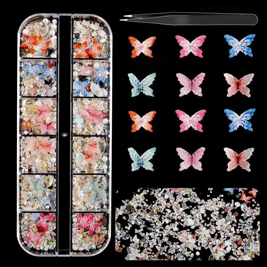 B6263F91-6A24-46C8-9DDA-365014CDF254-1.jpg Set organizador 12 decoración mariposas con piedras - Imagen 1
