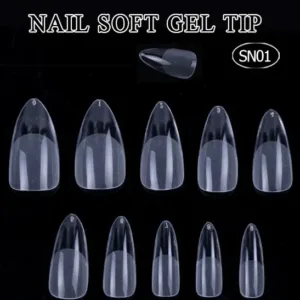 Tips short stiletto prelimado 504 unidades soft gel
