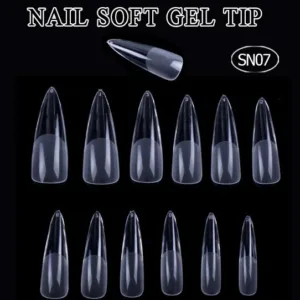 Tips long stiletto prelimado 504 unidades Soft Gel