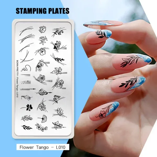 Placa de stamping Flower Tango L010 Born Pretty - Imagen 3