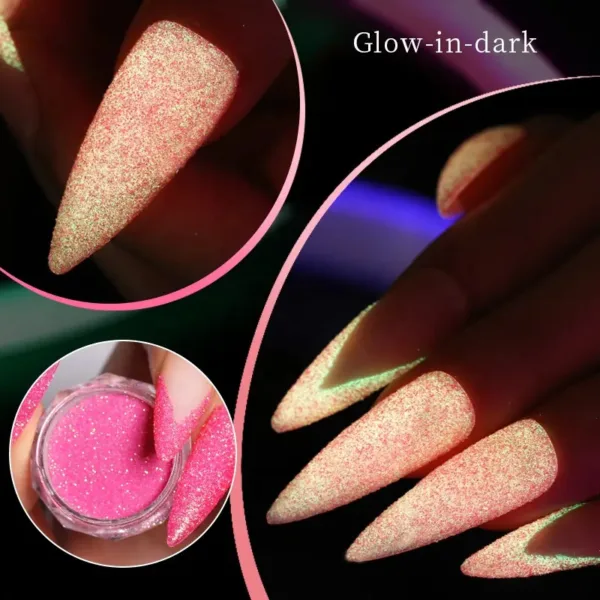 Glitter ultra fino brilla en la oscuridad 56048 Born Pretty - Imagen 5