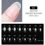 Tips short round 2 redonda matte 240 unidades soft gel